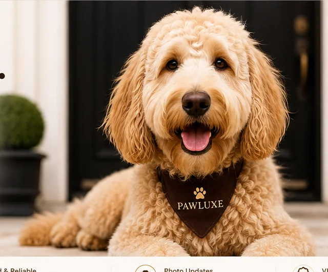 Happy dog enjoying the Pawluxe premium pet-care experience