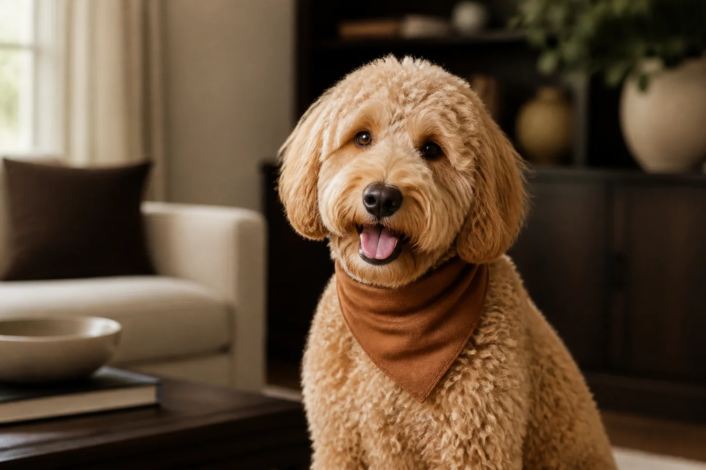 Generated test portrait of Bailey, a Goldendoodle