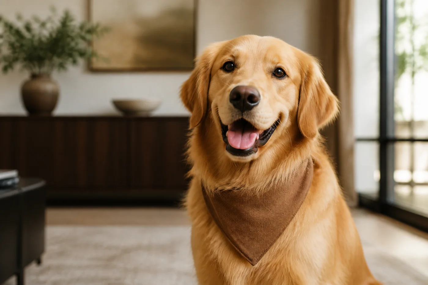 Generated test portrait of Luna, a Golden Retriever